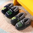 thumbnail image 5 of Tfken Kids Unisex Boys Girls Slippers Closed Toe Dinosaur Print Closed-Heel Winter Soft Grey House Shoes Size 6-7 Years, 5 of 5