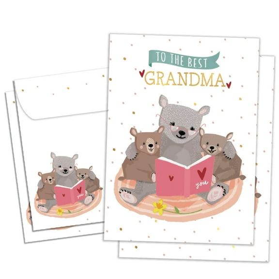 Tree-Free Greetings Mother's Day Greeting Card 2 Pack, 100% Recycled Paper, 5 x 7, The Best Grandma (GT68787)