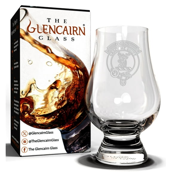 GLENCAIRN CLAN FORBES BRANDED WHISKY GLASS IN GIFT CARTON