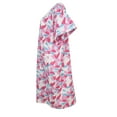 thumbnail image 2 of Sindrella Women's Plus Size Cotton Blend Snap Front Duster Robe With Pocket - Pink Falling Leaves -3X, 2 of 3