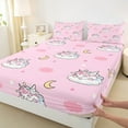 thumbnail image 3 of Feelyou Kawaii Unicorn Animal Full Size Sheets, Girly Pink Cloud Bed Sheets, Stars Moon Galaxy Sheet Sets, Breathable Home Decor, 4-Piece, 3 of 7