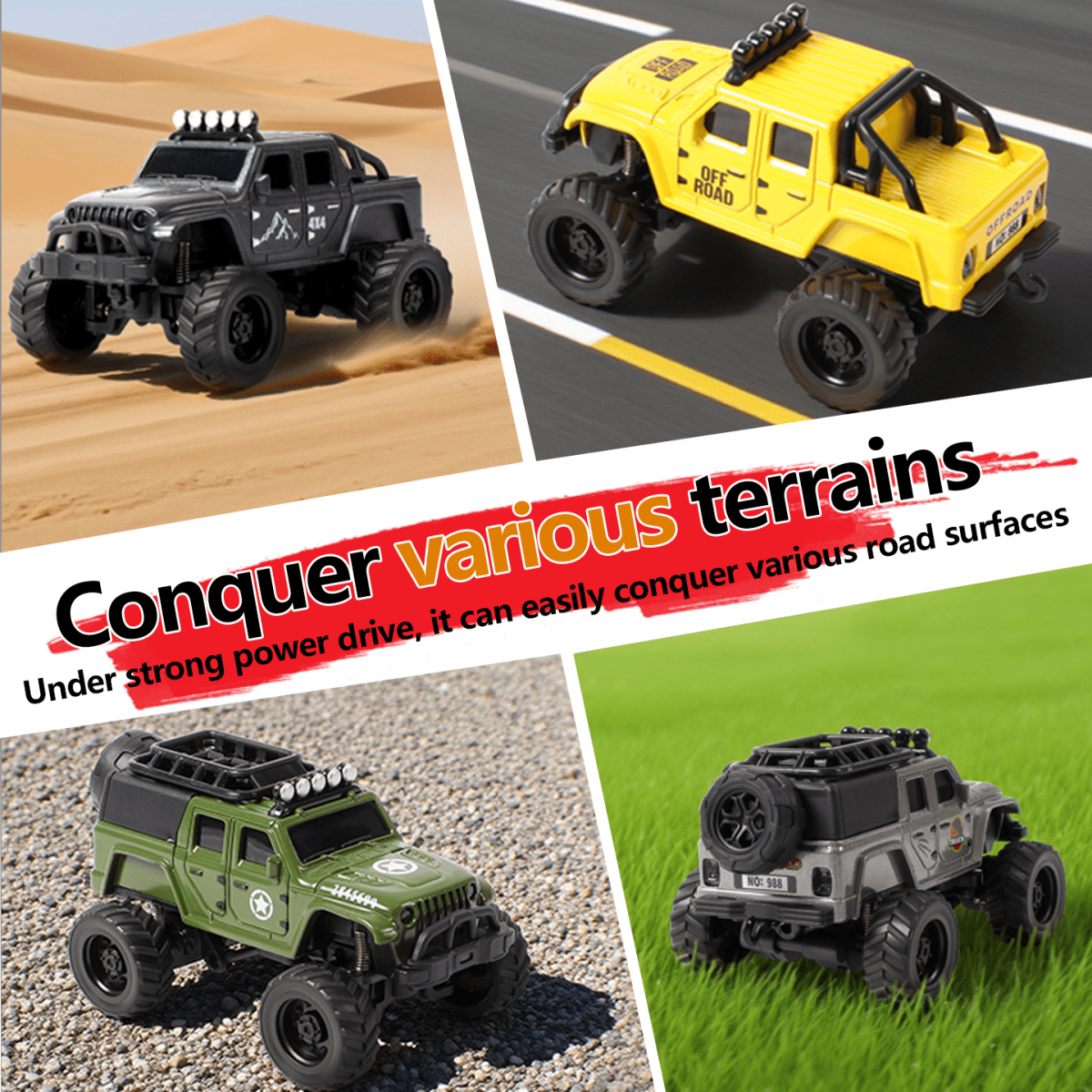 Alloy Remote Control Truck for Kids, 1:64 Mini RC Car with Wooden Bridge for Boys Girls Off-Road Vehicle Racing & Birthday Gifts(Grey)