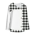 thumbnail image 3 of Craaazy Women's Fashion Printed Blouses Fall Long Sleeve Tops Slanted V-neck Shirts Gifts Loose Casual Blouses with Decor Button, 3 of 6