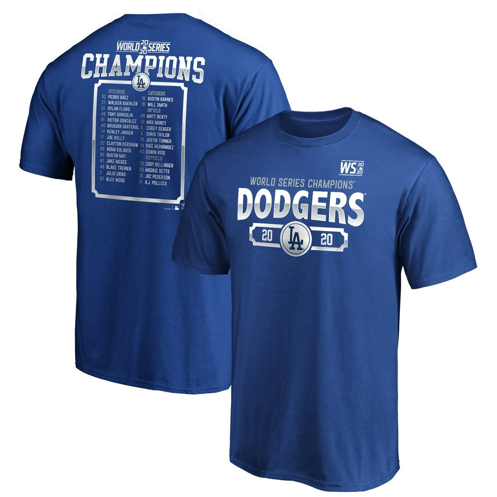 Los Angeles Dodgers Fanatics Branded 2020 World Series Champions Force Play Roster TShirt