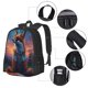 thumbnail image 2 of Disketp Starry Sky Meditating Fox Mochila Minimalista de Gran Capacidad, Mochila de Viaje para Escuela, Trabajo o Uso Diario, 2 of 6
