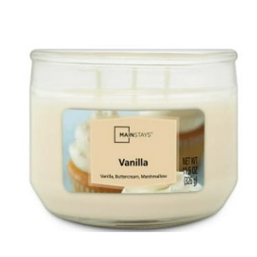 Mainstays 3-Wick Glass Jar Candle, Vanilla, Off-White, 11.5 oz