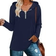 thumbnail image 3 of Scyoekwg Western Tops for Women Drawstring Zipper Hooded Tunic Shirts Loose Lightweight Tshirt Long Sleeve Solid Color Tops for Women Trendy Dressy Casual Blouses (Navy,S), 3 of 5