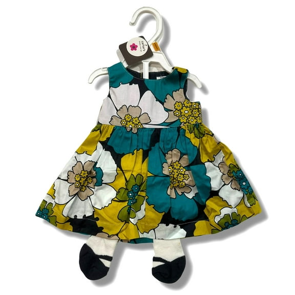 CARTER'S GIRLS OUTFIT - SET 2 PCS DRESS & FOOTED LEGGINGS - SZ NEW BORN FLOWERS