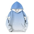 thumbnail image 4 of Teen Girls Cute Bow Hooded Sweatshirts Oversized Pullover Tops Trendy Long Sleeve Hoodies with Pocket New Girls' Pullover Tops Light Blue 160, 4 of 5