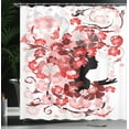 thumbnail image 4 of Ambesonne Femimine Shower Curtain, Flower Girl Long Hair, 69"Wx70"L, Black Pink and Red, 4 of 5