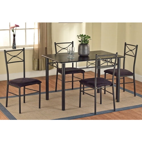 5Piece Metal Dining Set, Black