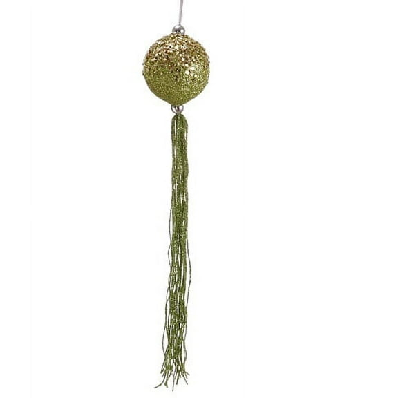 Allstate 12" Brites Glittered Ball with Tassels Christmas Ornament - Lime Green