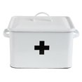 thumbnail image 2 of Creative Co-Op Enameled First Aid Lid & Black Front Box, White, Black Cross, 2 of 3