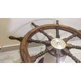 Nautical Authentic Wood Crafted Coffee Table with Thick Clear Glass Top
