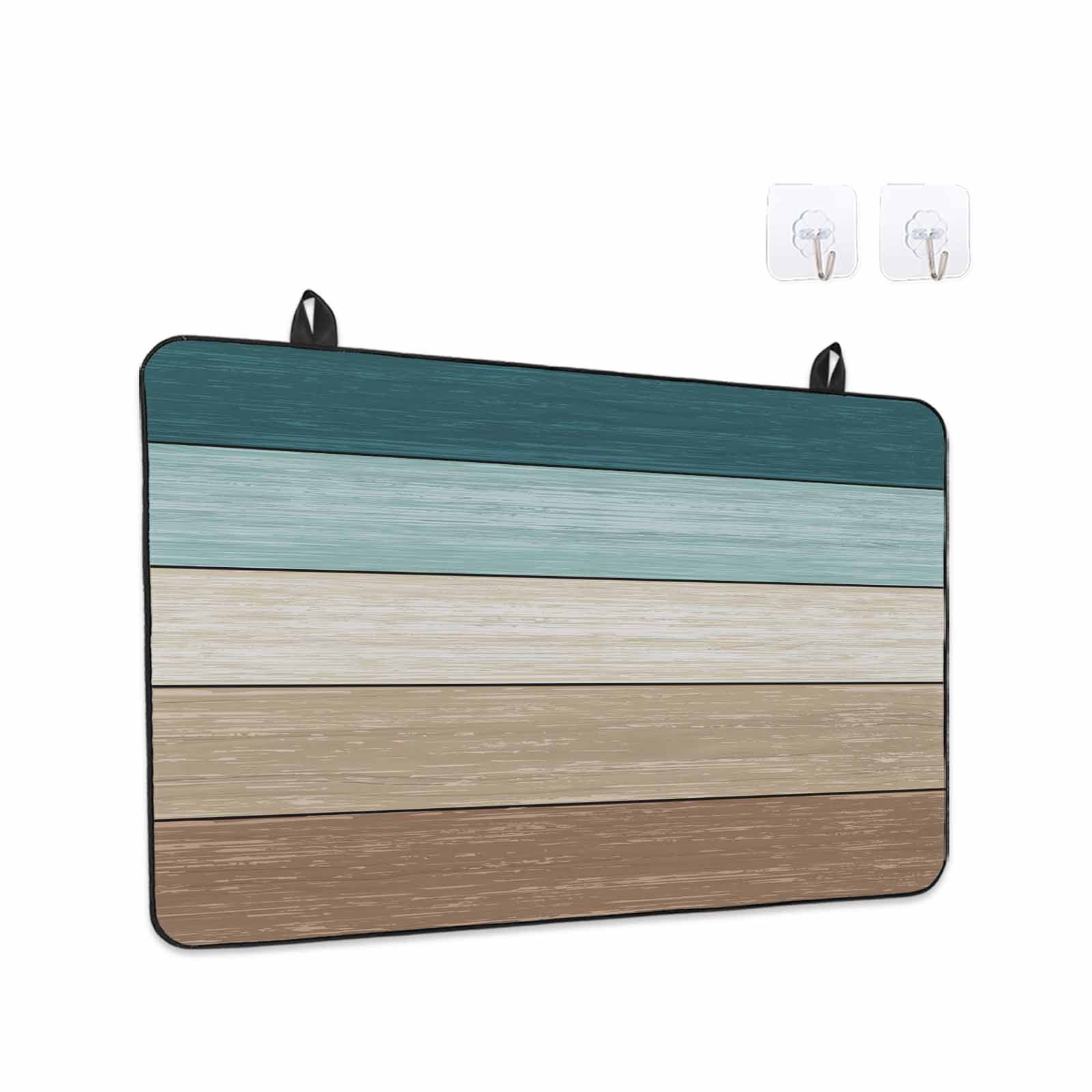 Teal Brown Stove Top Cover for Electric Stove, Heat-proof & Non Slip Glass Top Stove Cover Protector, Farmhouse Vintage Abstract Wooden Grain Kitchen Flat Cooktop Rubber Mat 24x21 Inches