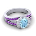 thumbnail image 3 of 2.35 T.C.W Unique Oval Cut Aquamarine & Amethyst Gemstone Wedding Ring for Ladies Solid 18K White Gold Size 9 by Diamond-Capitals, 3 of 8