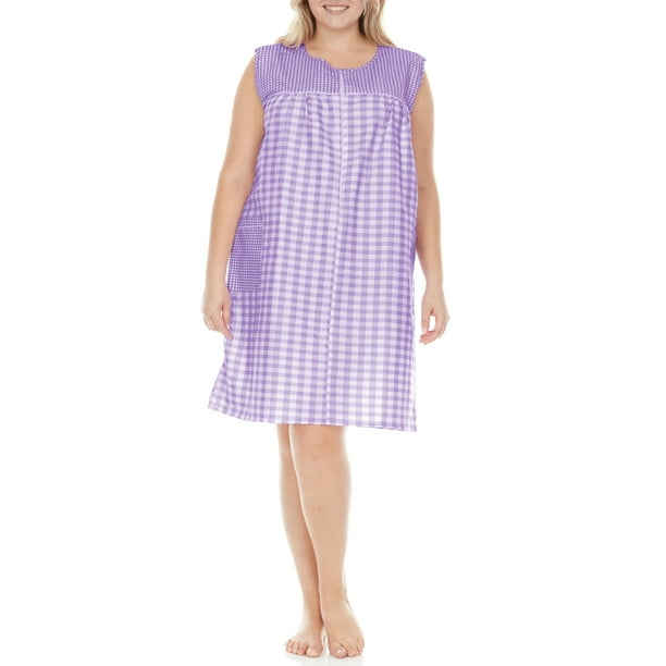 EZI House Dresses for Women with Pockets Moo Moos Gingham House Coat