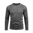 thumbnail image 4 of Men's Contrast Stitch T-Shirt Long Sleeve Crewneck Exposed Seam Top Relaxed Fit Casual Pullover for Daily Commute Outdoor Activities, 4 of 8