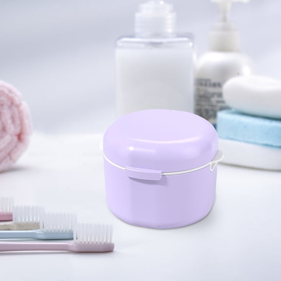Double-Layer Denture Cleaning Box, Portable Drainage Storage Case for Retainers, Aligners, Mouthguards, Small Travel Organizer