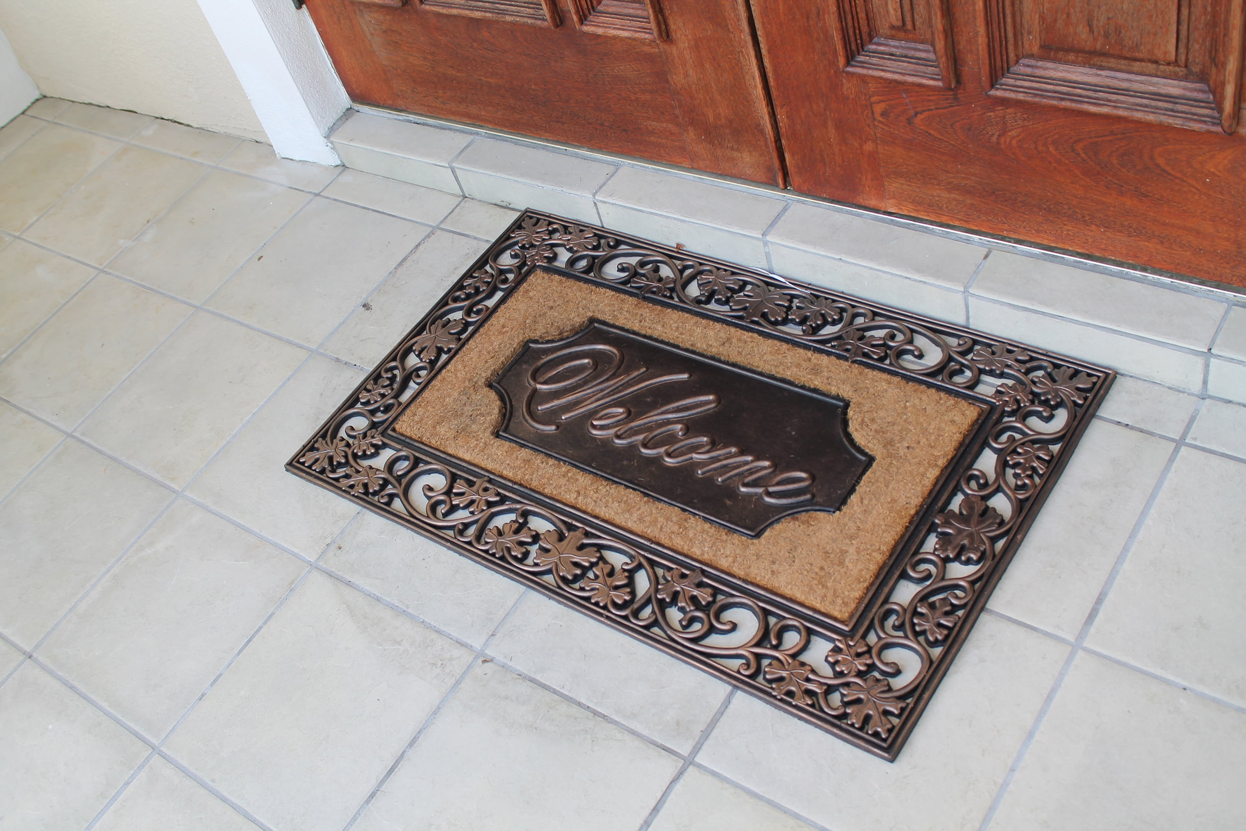 A1HC Natural Coir Monogrammed Entrance Door Mats, Durable Large Outdoor  Rug, Non-Slip, Flock Doormat, Thin-Profile Heavy Duty Door Mat, Indoor Outdoor  Front Door, High Traffic Areas, 18 X 30 