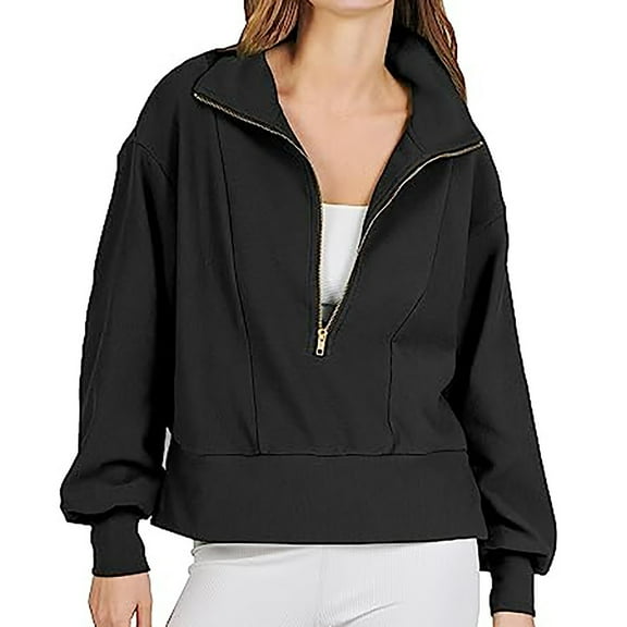 Dyegold Womens Oversized Half Zip Pullover Long Sleeve Sweatshirt Quarter Zip Trendy Hoodie Ouffits Teen Girls Fall Clothes