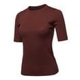 thumbnail image 2 of A2Y Women's Basic Casual Colorful 1/2 Sleeve Knit Pullover Sweator Top Burgundy S, 2 of 6