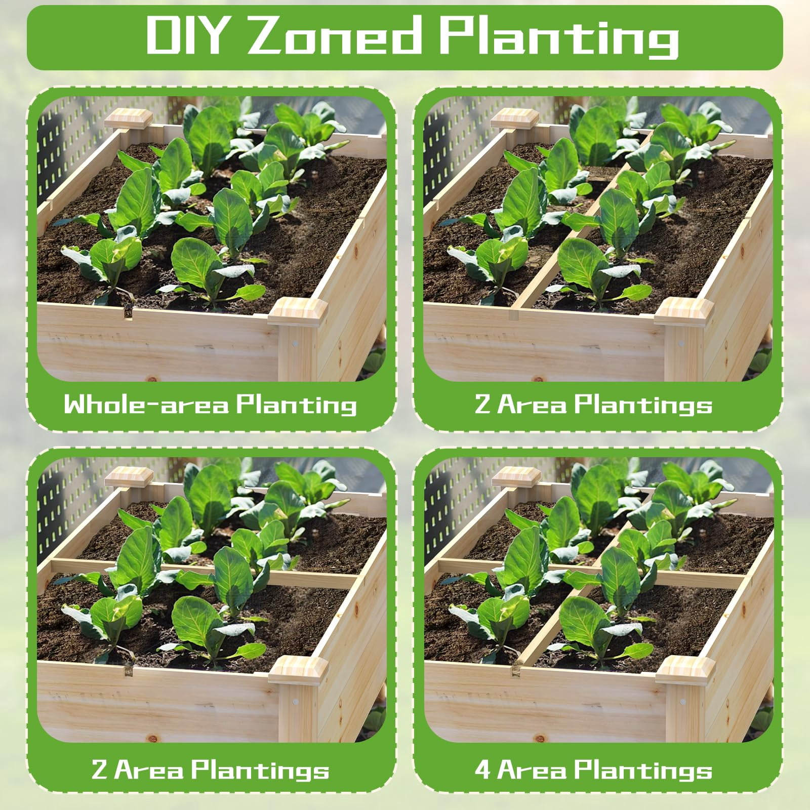 Yacona 48" x 24" x 31" Wooden Planter Box, Outdoor Raised Garden Bed with Legs, for Herbs Flowers Vegetables