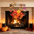 thumbnail image 5 of Fall Front Door Floral Swag, Artificial Thanksgiving Maple Leaves Door Hanging with Daisy Pumpkin, Autumn Harvest Twigs Swag Wreath for Farmhouse Mantel Wall Indoor Outdoor Home Decor, 5 of 6