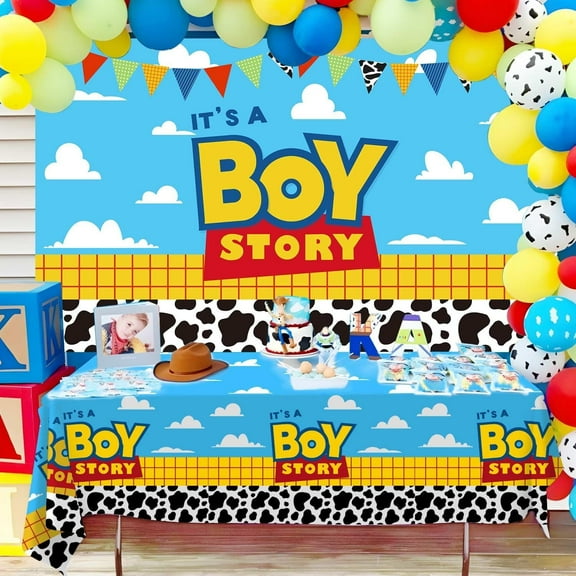 Boy Story Baby Shower Decorations Backdrop Banner,It's A Boy Stroy Large Size 3 x 5Ft Toy Backdrop Banner Decor
