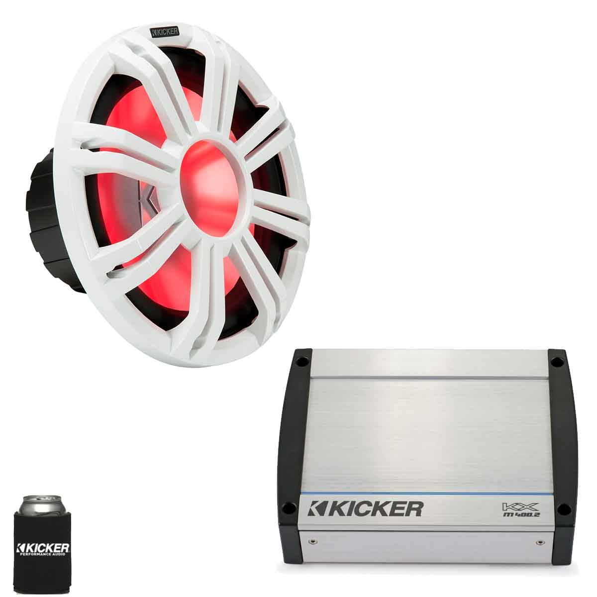 Kicker KMF124 12&quot; Marine Subwoofer Bass Kit with KXM4002 Amplifier 400 Watt at 4 Ohm for Sealed Applications