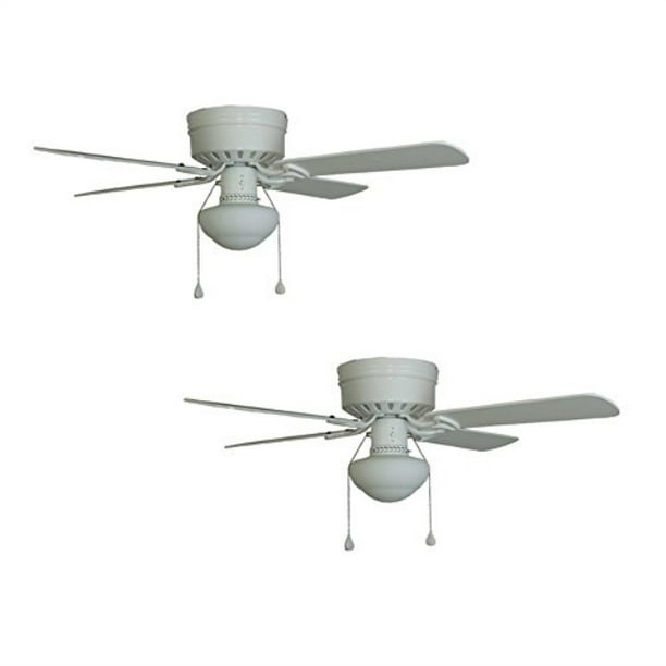 Set Of 2 Harbor Breeze Armitage 42 In White Flush Mount Ceiling Fan With Light Kit Com - How To Change Light Bulb In Harbor Breeze Armitage Ceiling Fan