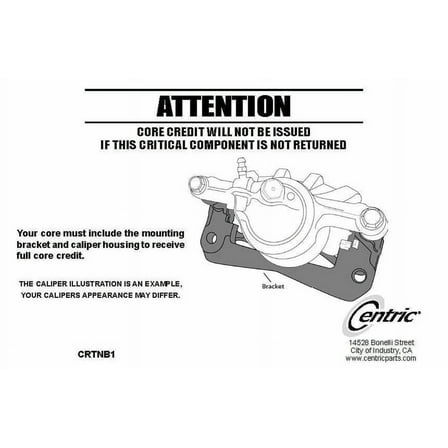 Centric Parts Disc Brake Caliper P/N:141.44103 Fits select: 1989-1992 TOYOTA CRESSIDA