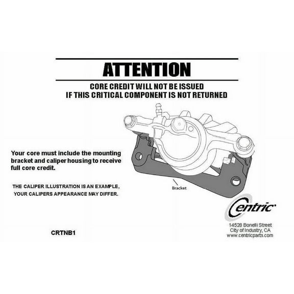 Centric Parts Disc Brake Caliper P/N:141.44103 Fits select: 1989-1992 TOYOTA CRESSIDA