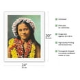 thumbnail image 2 of Hawaiian Hula Girl with Leis - Vintage Hawaiian Color Postcard c.1900s - Fine Art Rolled Canvas Print 20in x 26in, 2 of 4