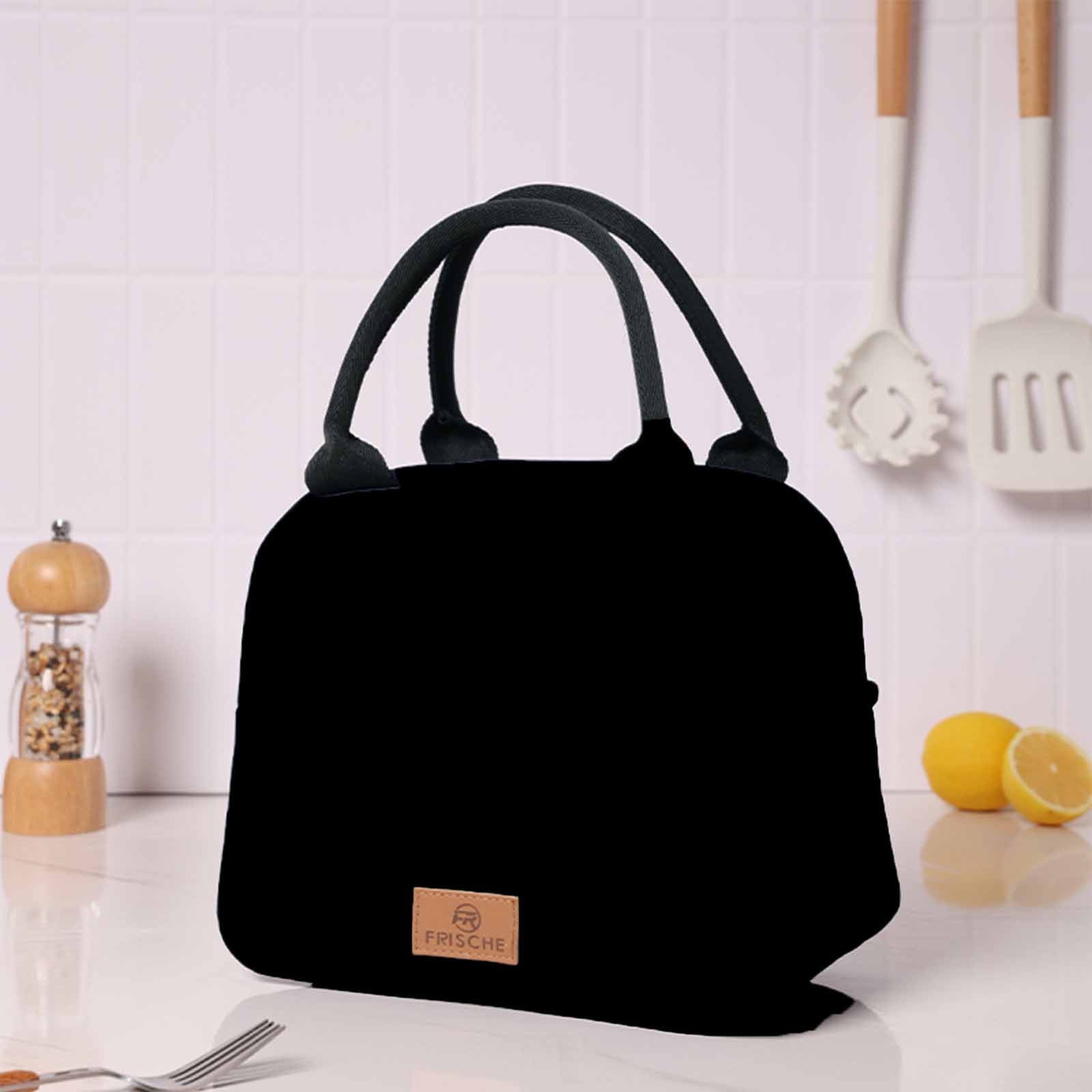 SCNOR Lunch Bag for Women and Men,Insulated Lunch Tote,Stitch Bento Bags,Oxford cloth,Black