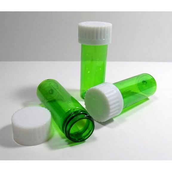 RX Medicine Travel Vials 8 Dram Green 20 Pack