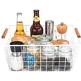 thumbnail image 3 of JL Large white wire baskets with Wooden Handles for storage pantry, Storage Organizer Baskets, Household Refrigerator for Cabinets, Closets, Bedrooms, kitchen - Set of 2（White）, 3 of 7