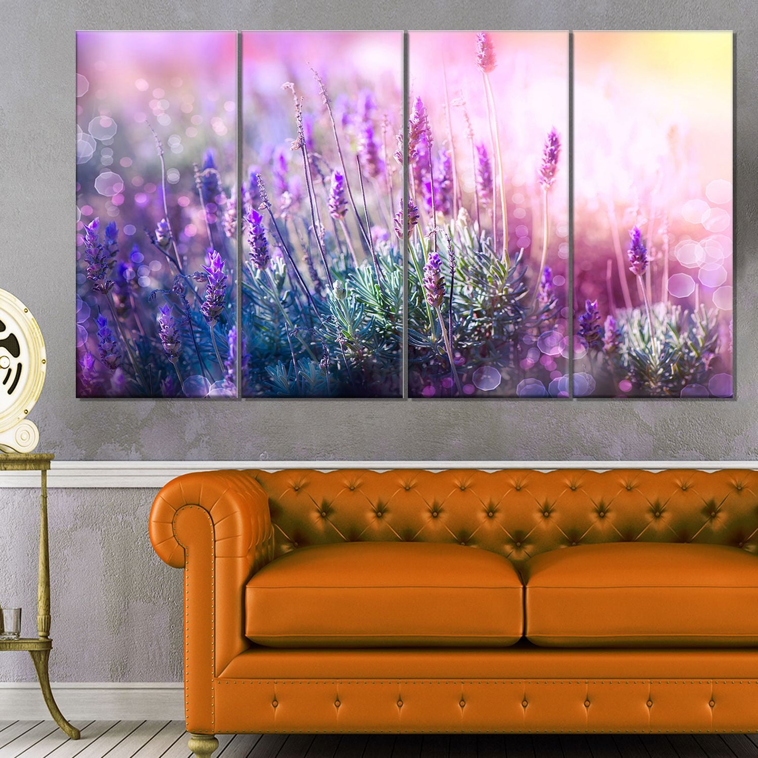 Design Art Growing And Blooming Lavender Floral Photo Canvas Art Print
