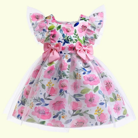 

Clearance! Realhomelove Flower Girl Sequins Bowknot Chiffon Floral Tutu Dress for Kids Baby Princess Pageant Wedding Birthday Party Gown