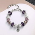 thumbnail image 2 of Mother Charms Bracelet for Women Murano Glass Beads Butterfly Flower Charms Amethyst Bracelets, 2 of 10