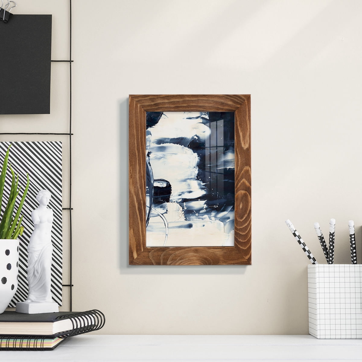 Wave Rider II -Framed Print w/glass-Walnut