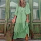 thumbnail image 1 of ICHUANYI Clearance Women's Three Quarter Sleeve Casual Maxi Dress Bohemian Floral V-Neck Puff Short Sleeve Beach Tiered Sundress Long Dress(Green, XXL) ICHUANYI WER2023081002329, 1 of 8