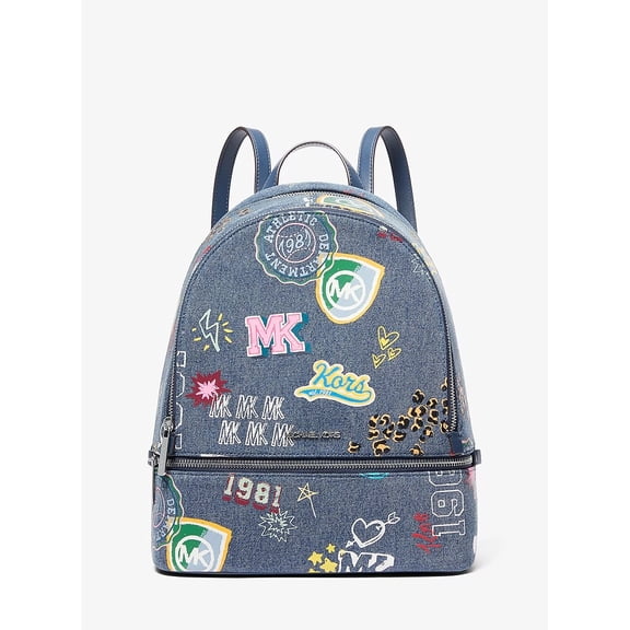 Michael Kors Rhea Medium Embellished Denim Backpack - Washed Denim