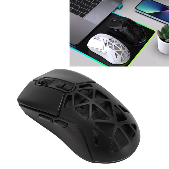 Souris de Jeu, Souris d'Ordinateur 7 Touches Double Mode pour PC Blanc,Noir
