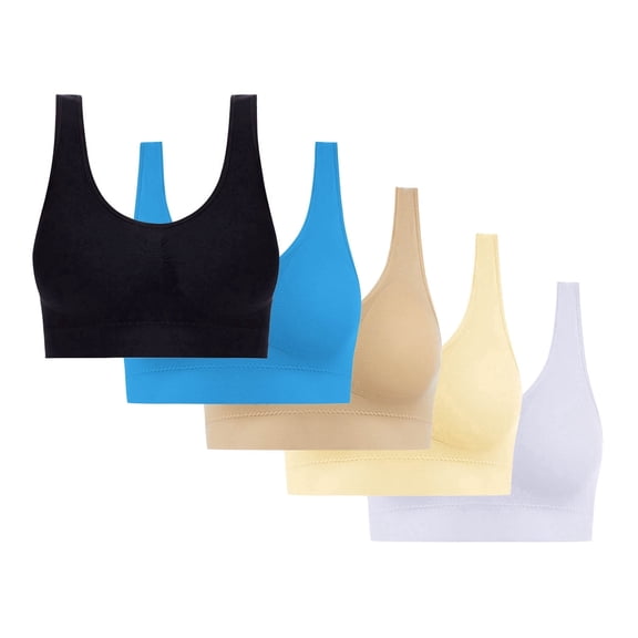 Sleep Bras for Women 5 Pack Comfort Seamless Wireless Stretchy Sports Bra,5 Pack Plus Size Yoga Bras Mothers Day Gifts
