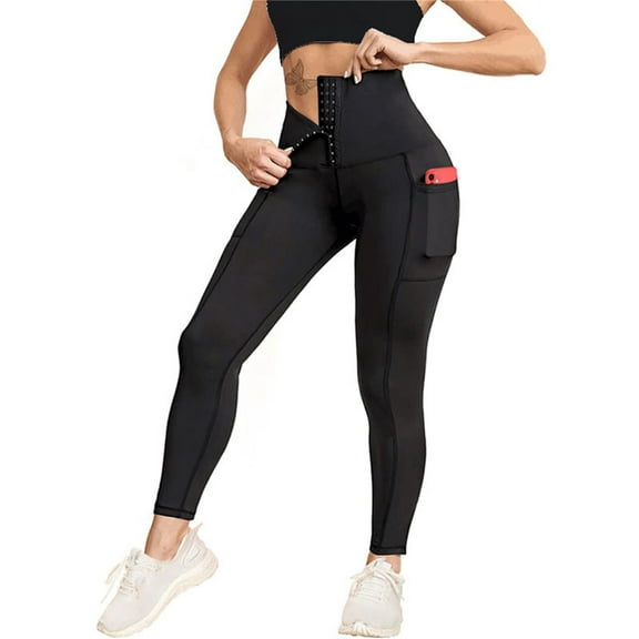 Dyfzdhu Yoga Pants for Women With Pocket High Waist Tight Shapewear Fitness Yoga Leggings Black