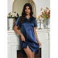 thumbnail image 2 of Ekouaer Satin Nightshirt for Women Button Down Nightgown Silk Short Sleeve Sleepshirt Notch Collar Sleepwear S-3XL, 2 of 6