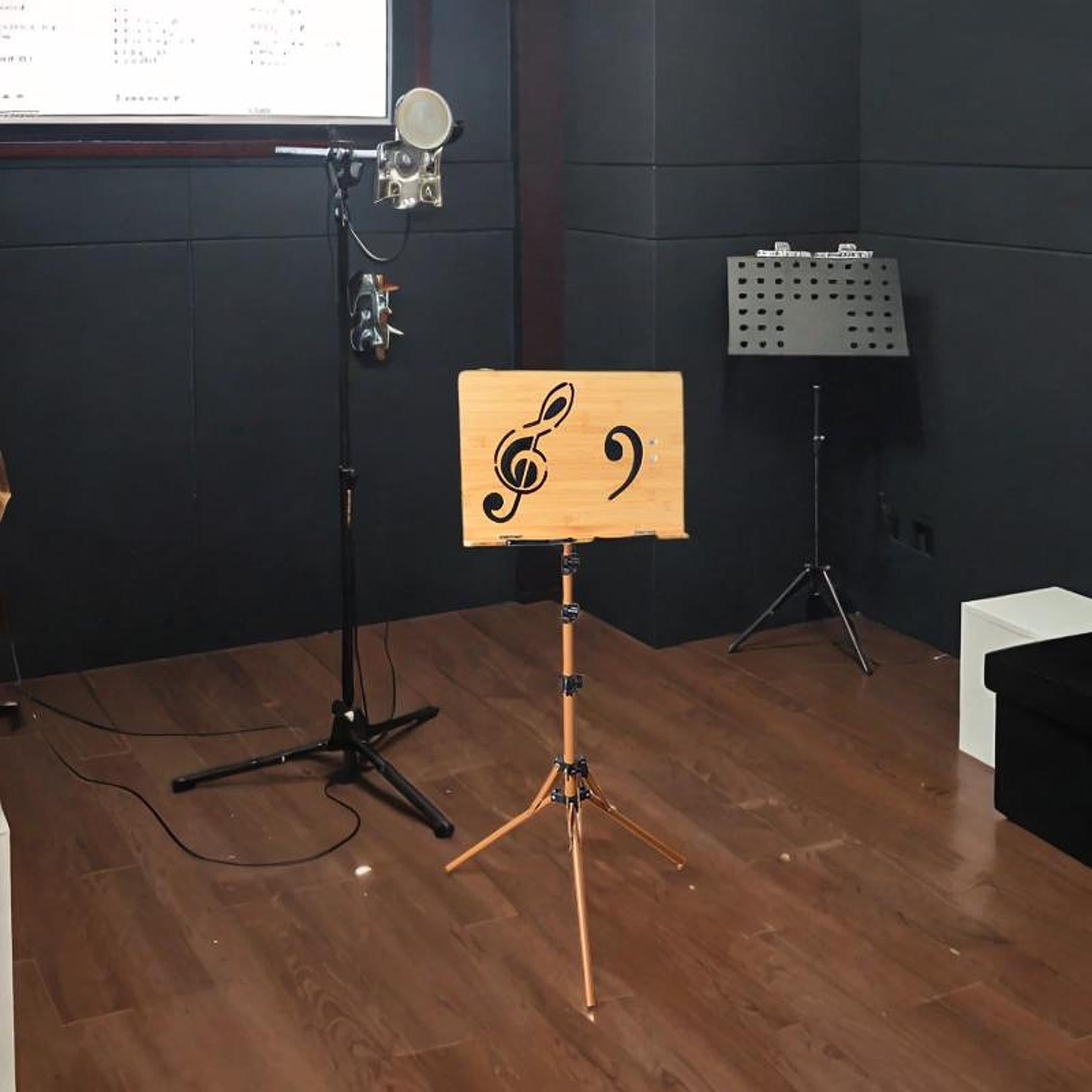 LeeQinersw Wooden Music Stand for Sheet Music Adjustable Height for Lectern Guitar Band with phone clip