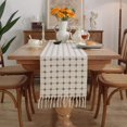 thumbnail image 1 of GHSDFBB Burlap Linen Table Runner Boho Style, Handmade Rustic Cream Check Table Runner Decorative for Home Dining,Coffee,Tea,Kitchen,13*90 Inches Long, 1 of 6