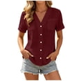 thumbnail image 2 of Yievot Womens Button Down Shirts Blouses V Neck Short Sleeve Relaxed Fit Summer Tops with Pockets, 2 of 7